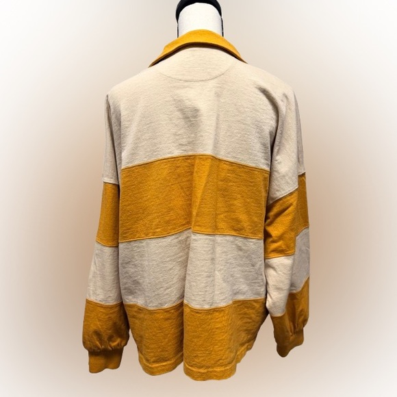 Madewell MWL Rugby Shirt Size XL Like New Mustard & Cream Oversized & Boxy - Picture 2 of 3